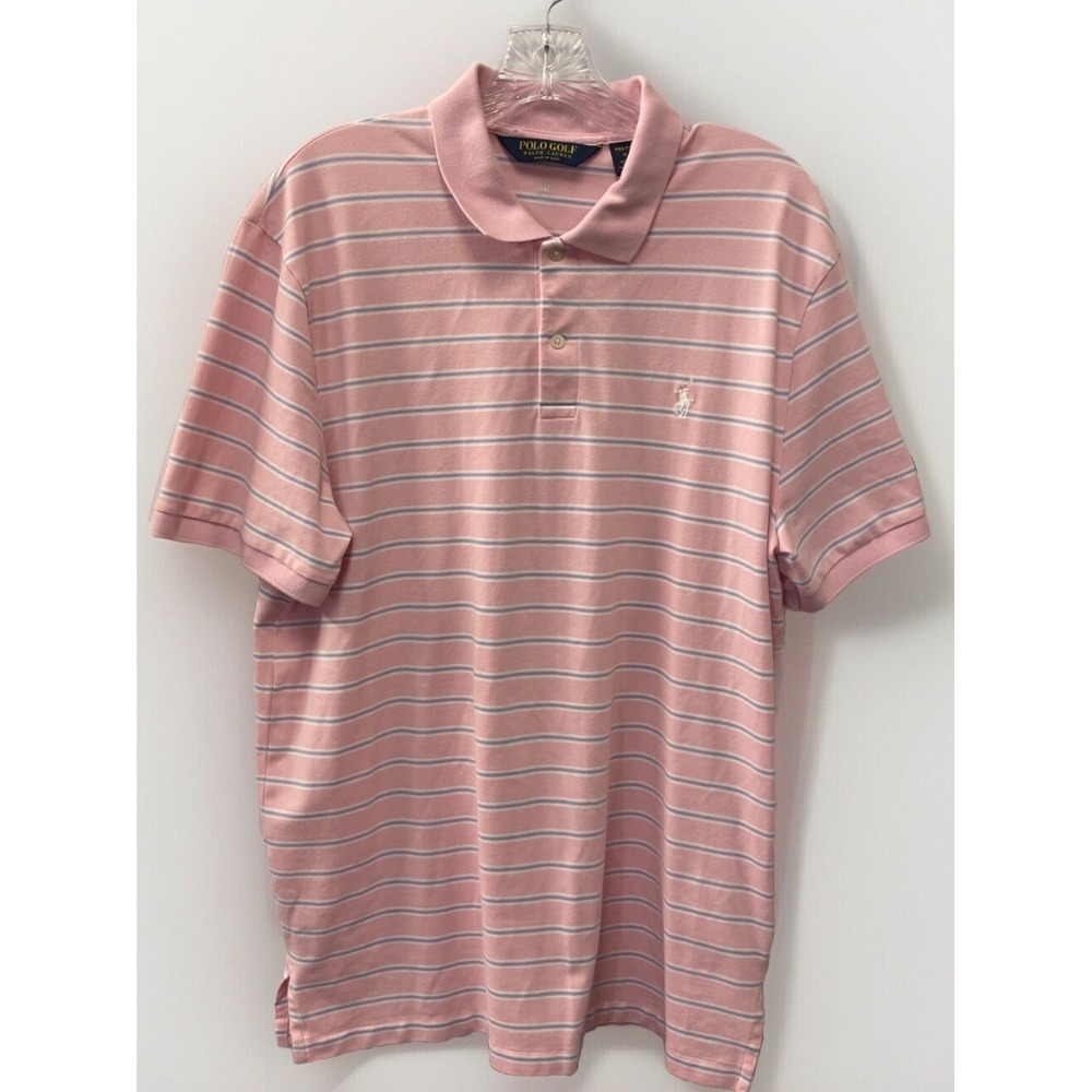 Polo Golf Ralph Lauren Pro Fit Men's Medium Pink Striped Polo Shirt Ko Olina HI